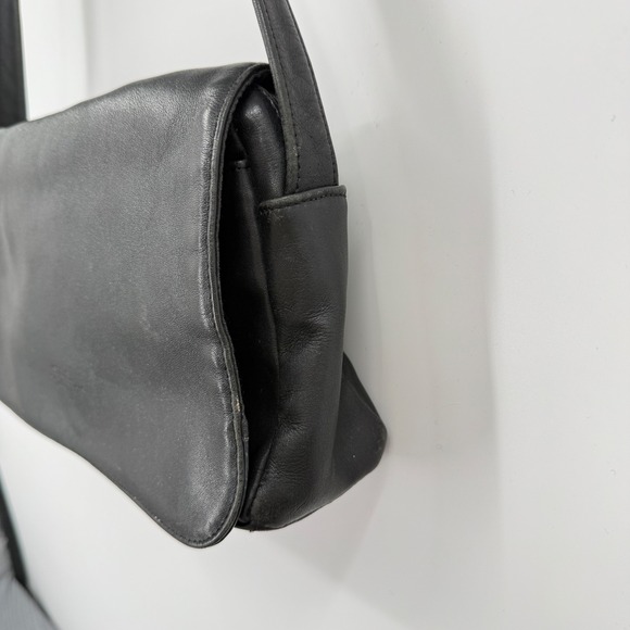 Vtg Stone Mountain Leather Crossbody Bag Black Some Distressing USA Made‎ Purse - Picture 7 of 16